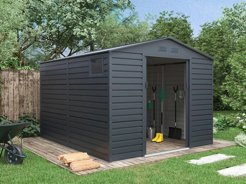Vente-unique Galvanised Steel Garden Shed - Anthracite - 8.94 M² - ADELMO in Dark Grey 4