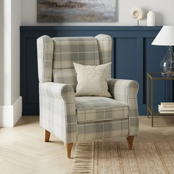 Oswald Padded Pushback Check Armchair 3