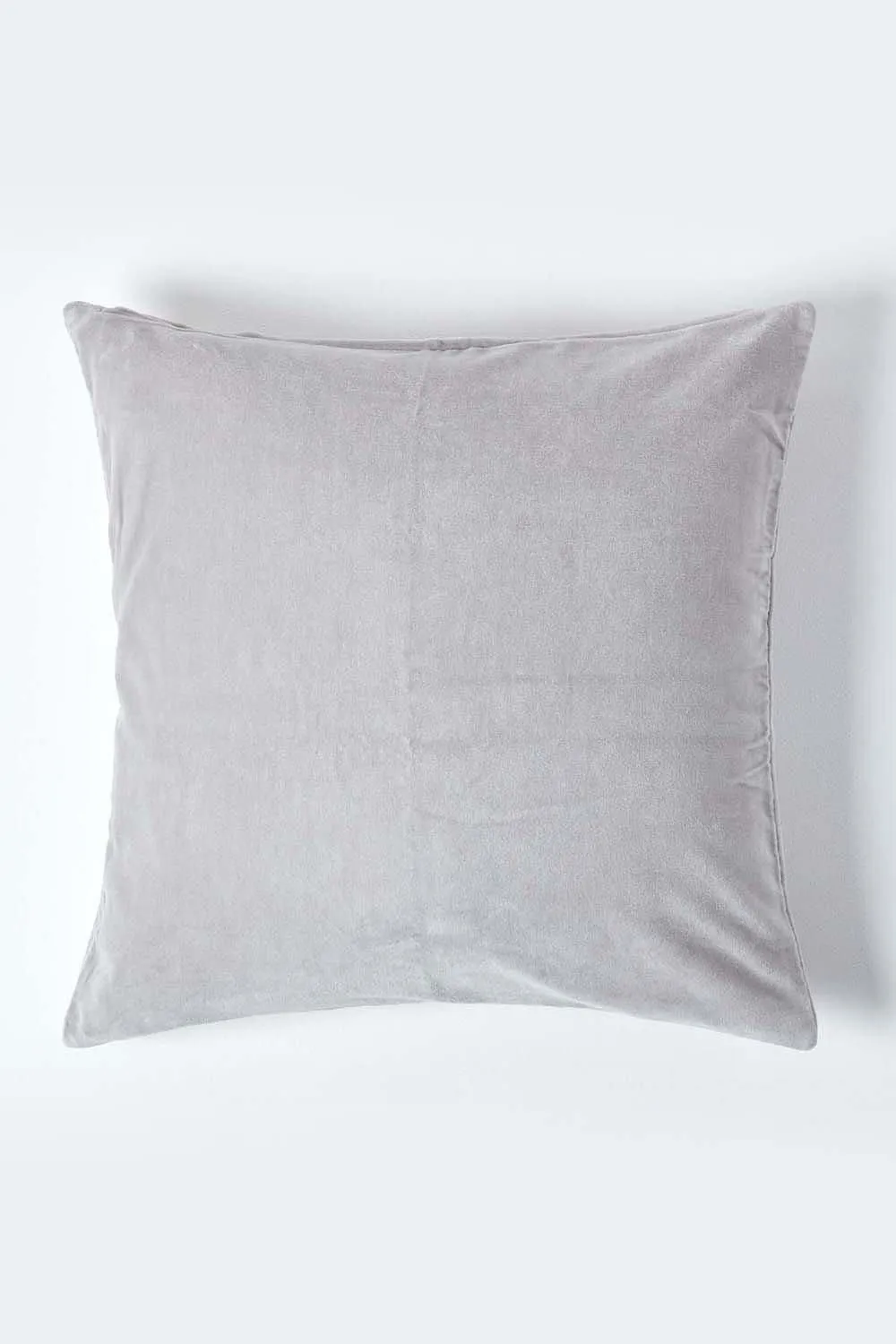 Homescapes Velvet Cushion Cover 100% Cotton, Soft & Machine Washable in Light Grey 1