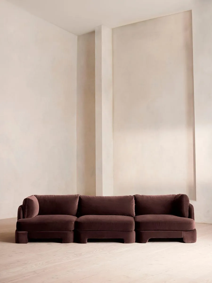 Odell Modular Sofa, Four Seater, Velvet, Aubergine