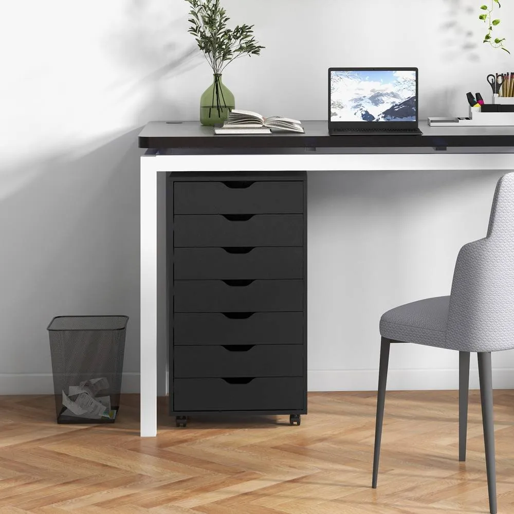 Costway 7-Drawer Storage Cabinet Mobile File Organizer Filing Dresser Chest in Black 3