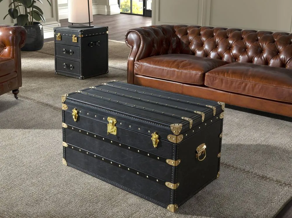 Angel Cerda Black Cowhide Leather Storage Trunk, 93x54x50 cm 3