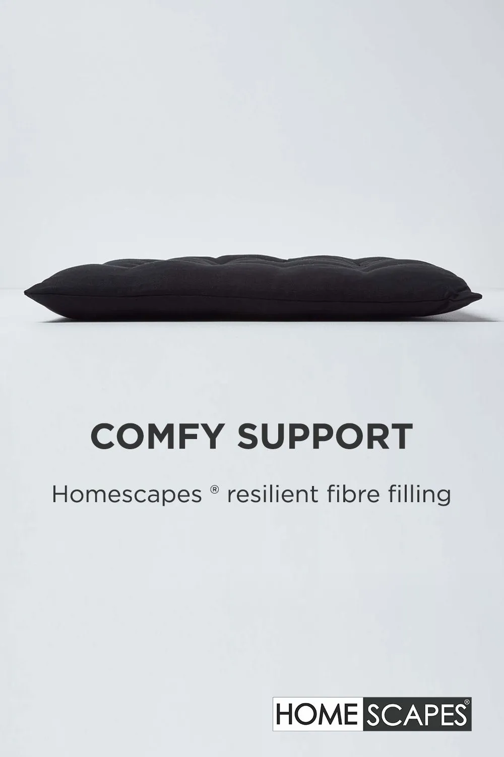Homescapes 4 Pack Seat Pads Luxury 100% Cotton Indoor Outdoor Garden Cushion, 40cm in Black 4