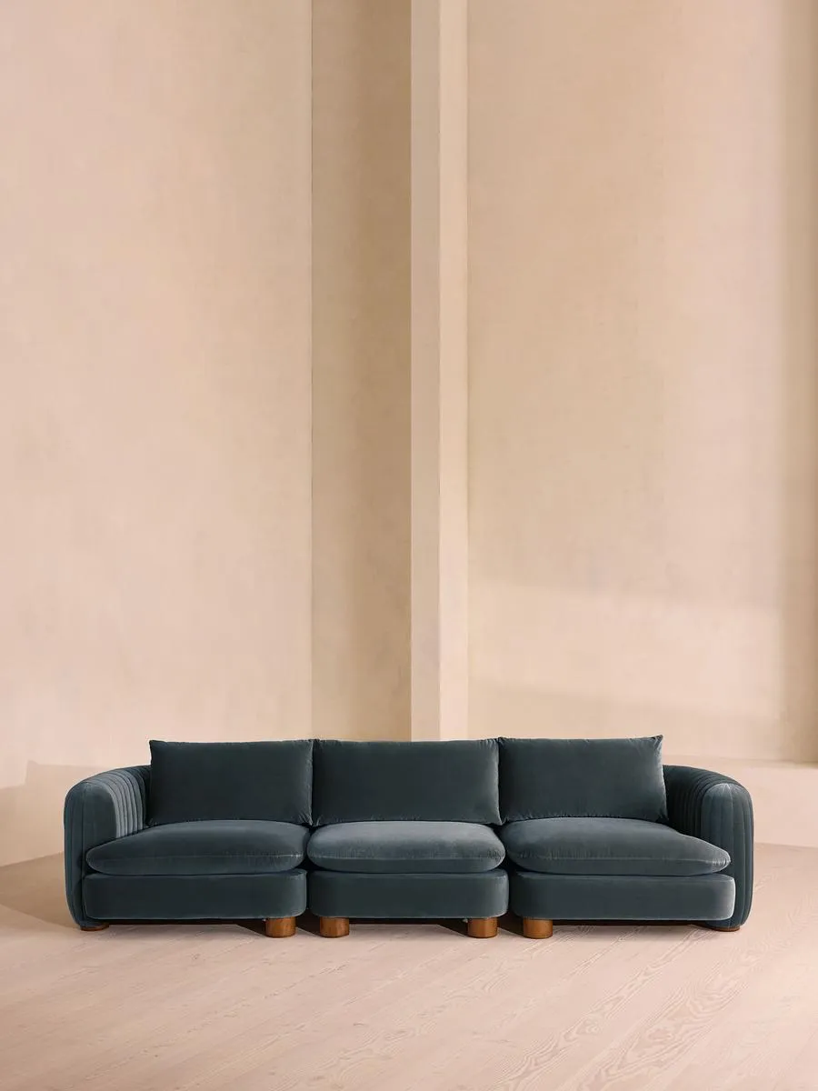 Vivienne Deeper Sit Modular Sofa, Four Seater, Velvet Grey Blue