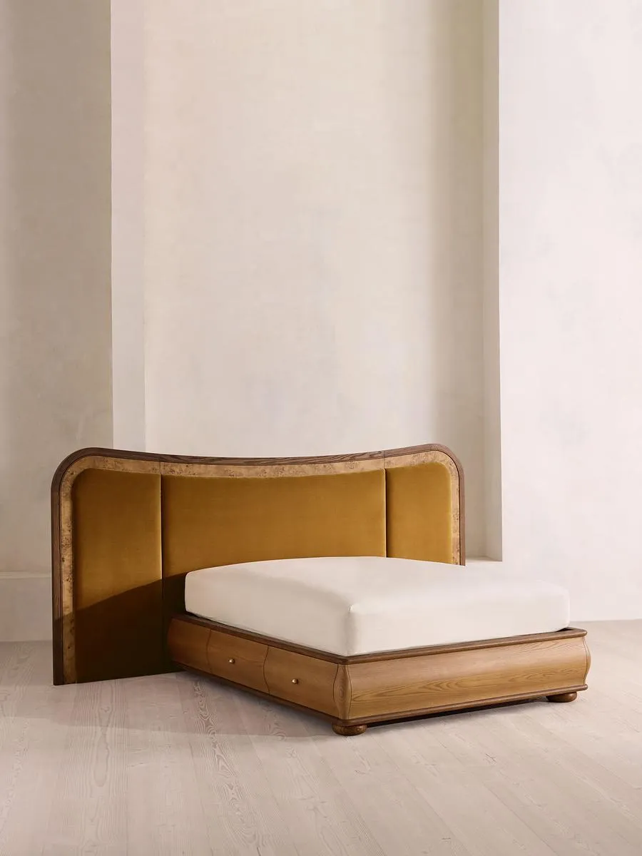 Alana Bed, King, Velvet, Mustard