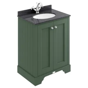 Bayswater Victrion Hunter Green Traditional Freestanding Vanity Unit & Black Marble Top Basin - 600mm