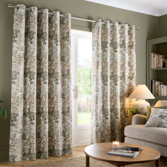 Folk Tree Eyelet Curtains 2