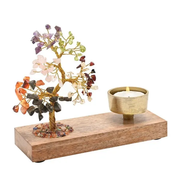 Serenity 7 Chakras Gemstone Tree Tealight Holder 2