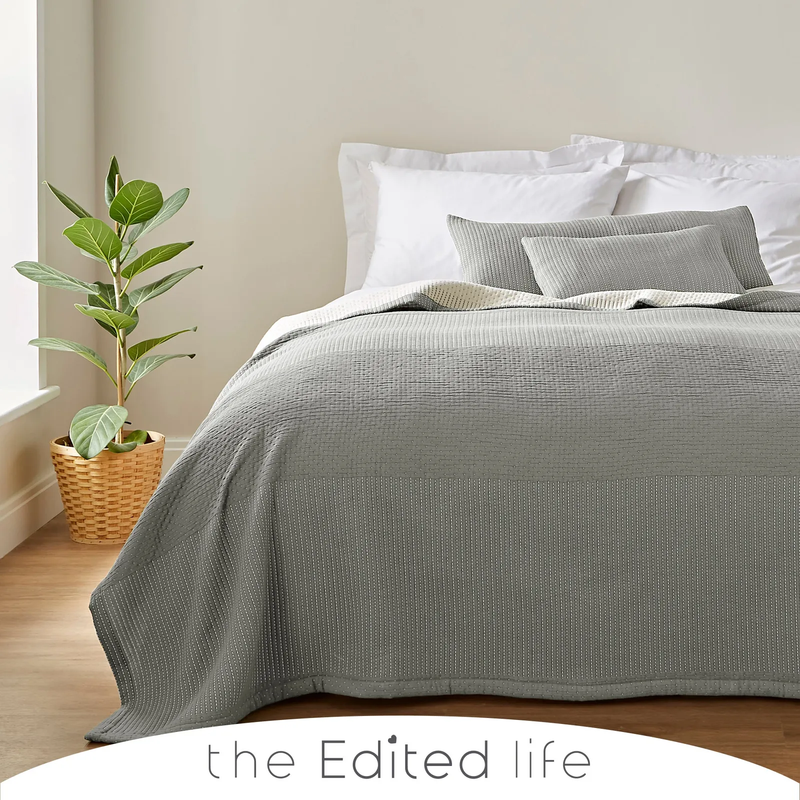 Silas 100% Organic Cotton Throw Grey