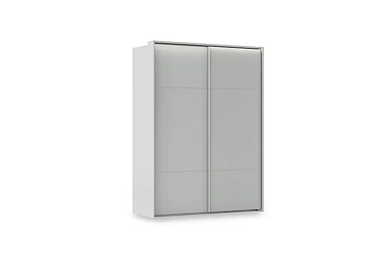 Haven 170cm 2 Door Slider Wardrobe with Décor Doors and Lights - Silk Grey/Silk Grey Front