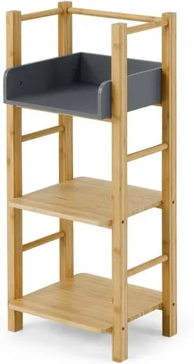 Felicia Bamboo 3 Tier Storage Unit, Natural & Charcoal 