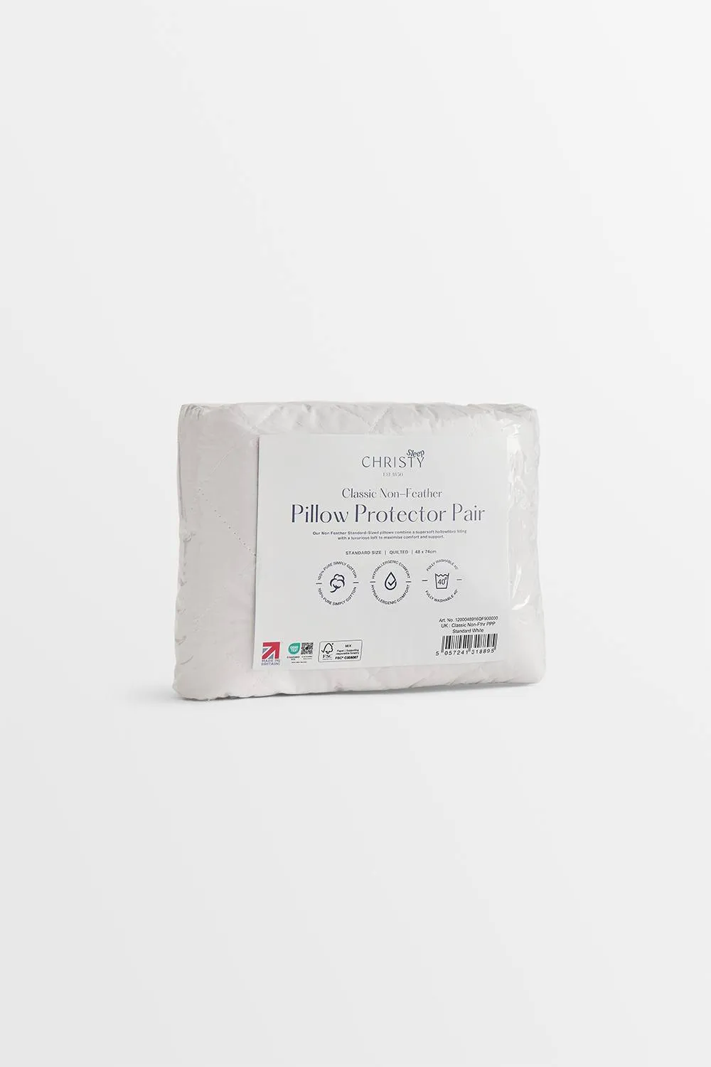 CHRISTY Classic Filled Microfibre Pillow Protector Pair in White 3