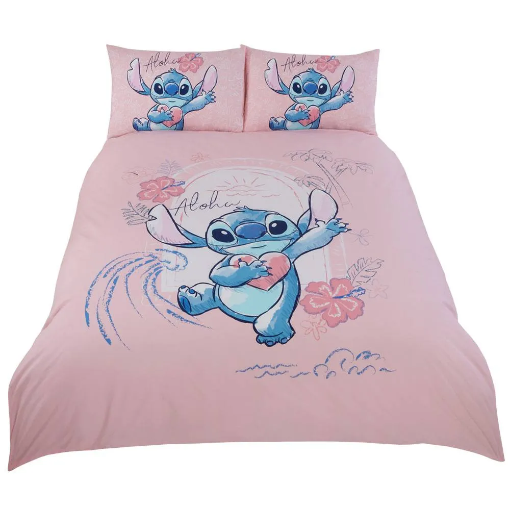 Lilo & Stitch Aloha Duvet Cover Set in Dusty Pink