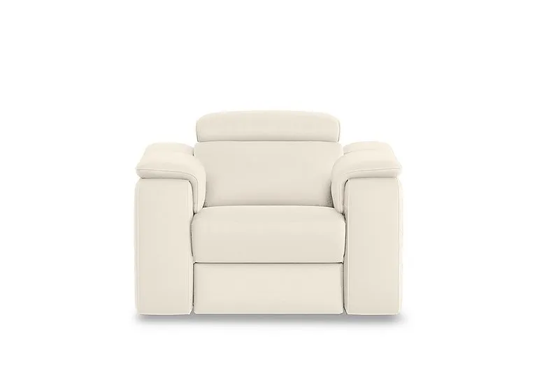 Canto Leather Power Recliner Armchair with Power Headrest and Power Lumbar - Torello Bianco Puro