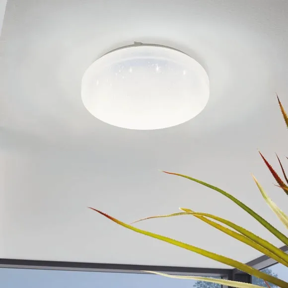 EGLO Frania-S 28cm Rounded Crystal Effect Flush Wall and Ceiling Light