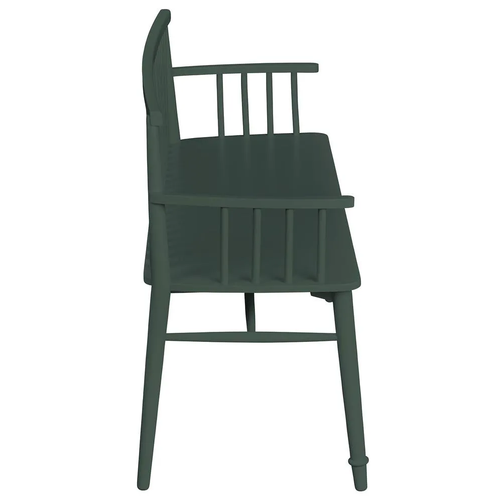Statement Furniture Queensbury Bench with Back, Wooden Bench Seat in Bottle Green 2