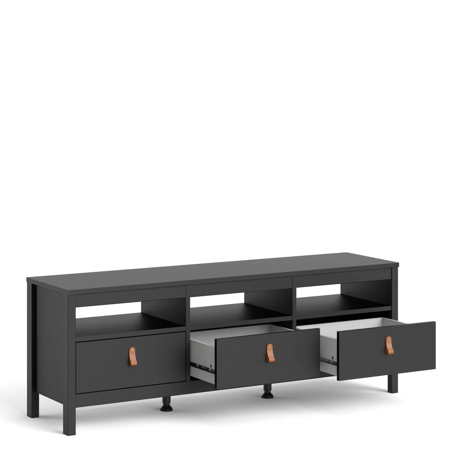 Furniture To Go Barcelona TV Unit 3 Drawers in Black 4