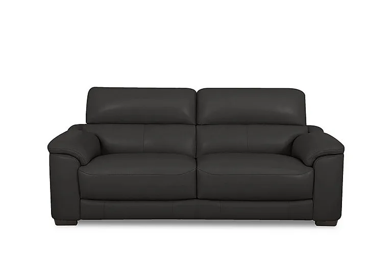 Nova Leather 3 Seater Sofa - Classic Black