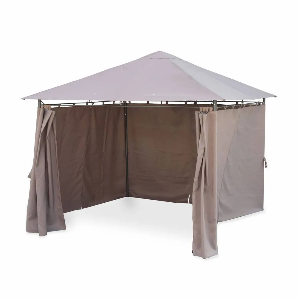 sweeek Heavy duty 3x3m gazebo with curtains in Taupe 2