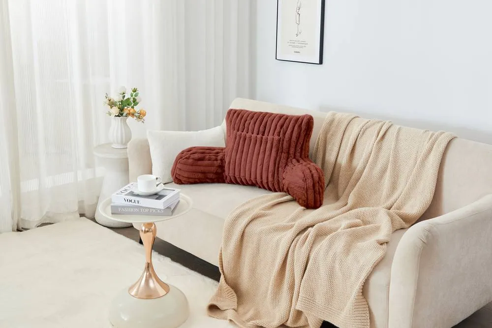 GAVENO CAVAILIA Super Comfy Ribbed Warm Cuddle Cushion in Burnt Orange 2