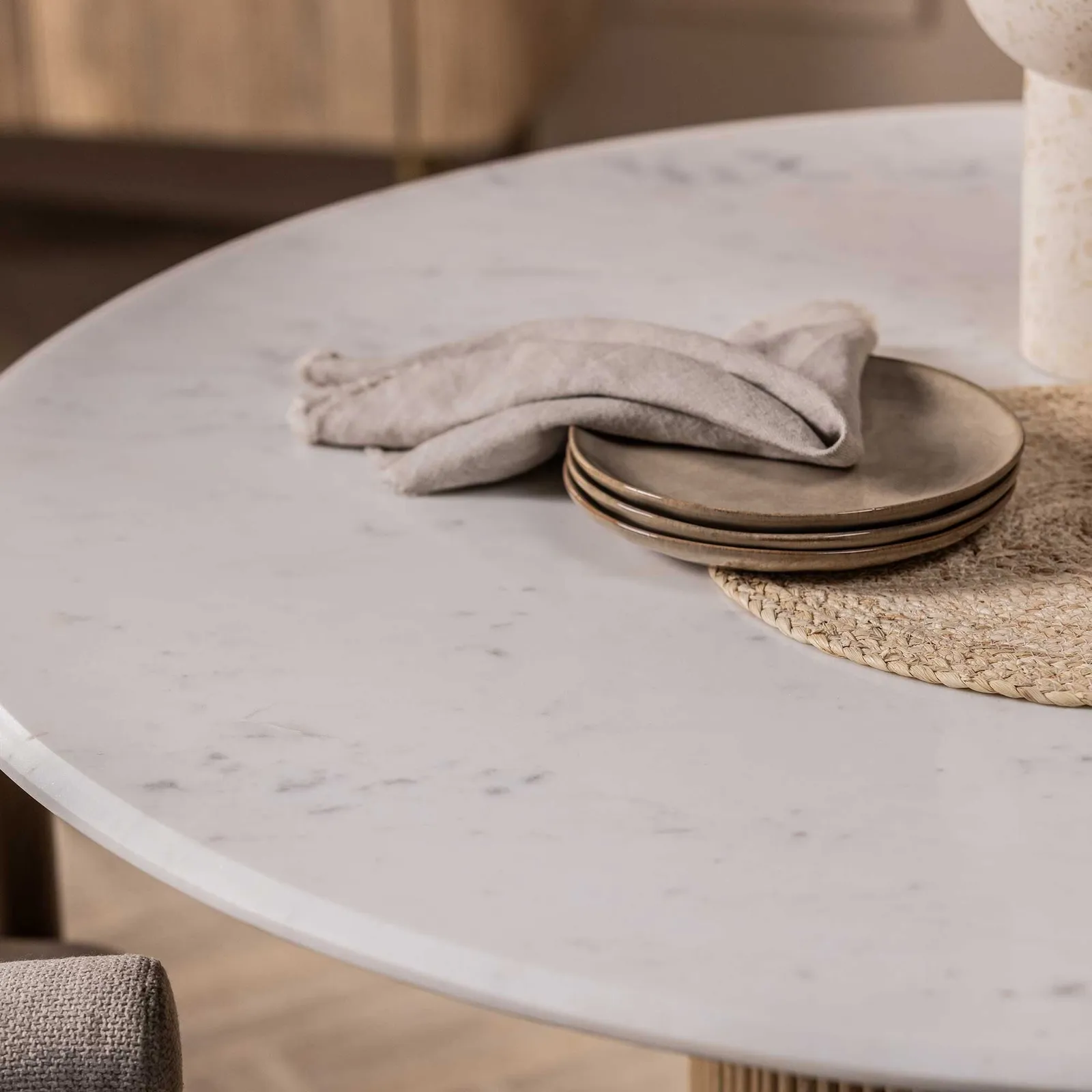 Fuji Round Table, Round, Neutral Marble | Barker & Stonehouse 3