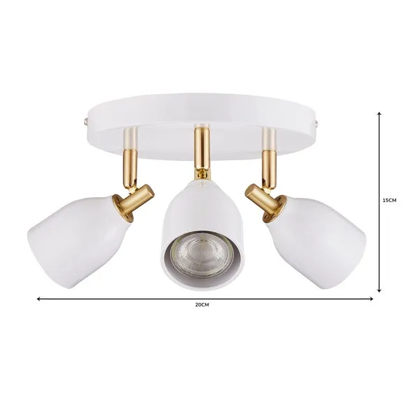 Clio 3 Light White Semi Flush Spotlight 6