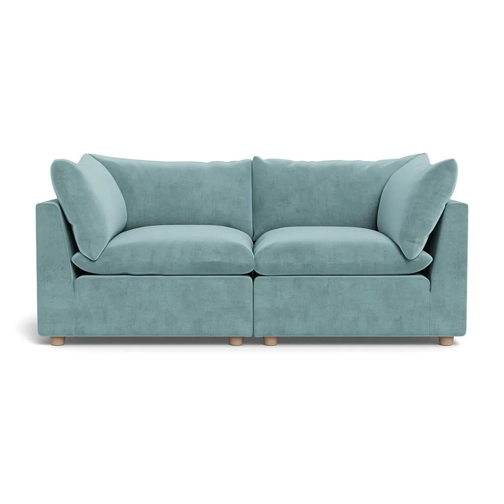 Heal's Astrid 3 Seater Sofa Smart Luxe Velvet Mineral Blue Natural Beech Feet 1