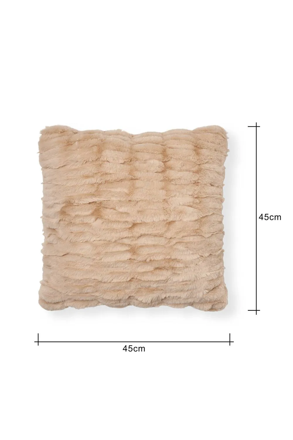 BHS Ruched Faux Fur Cushion in Beige 3