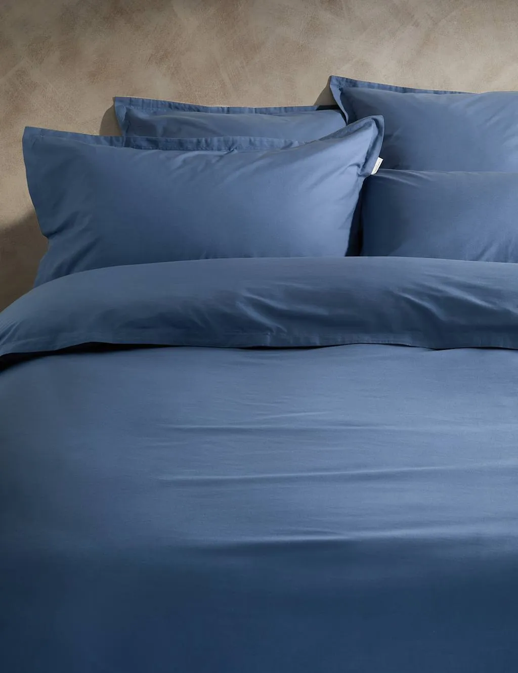 M&S X Fired Earth Washed Cotton Duvet Cover Carbon Blue
