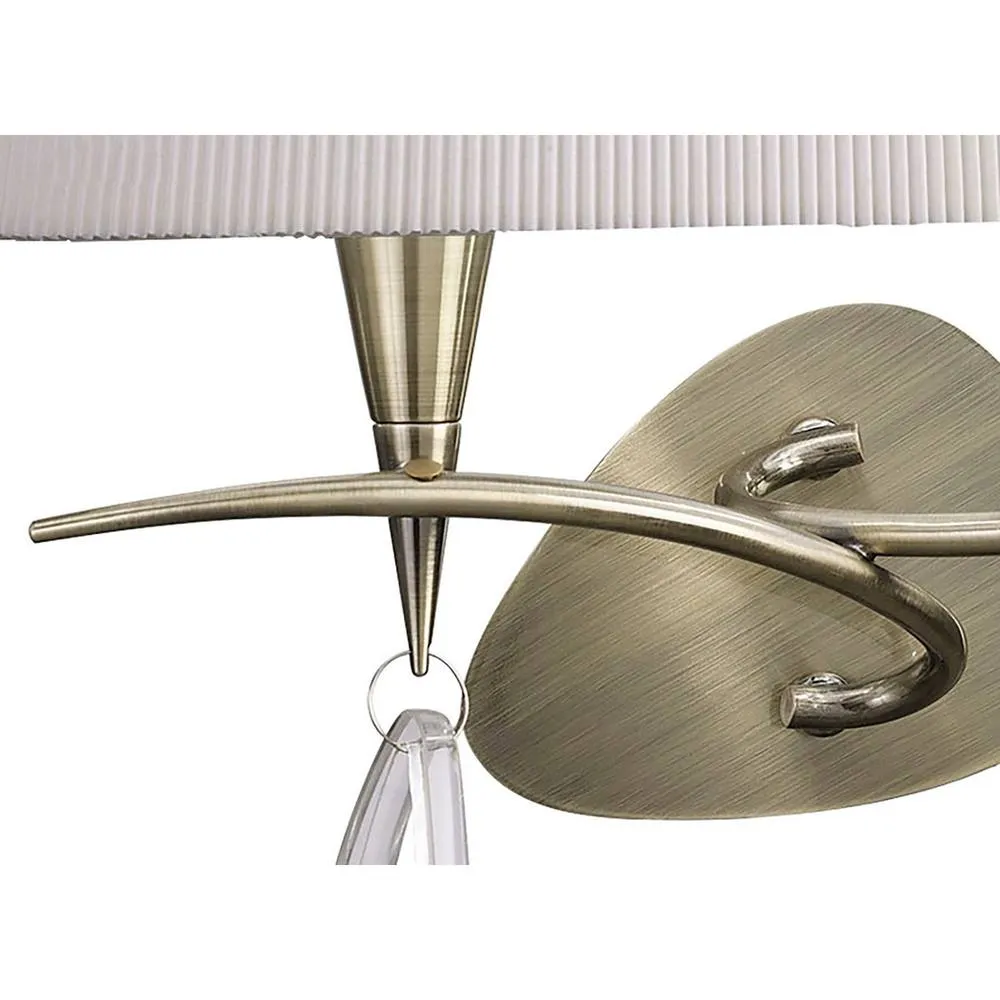 Netlighting Mara Wall Lamp 2 Light E14 Antique Brass With Ivory White Shade 3