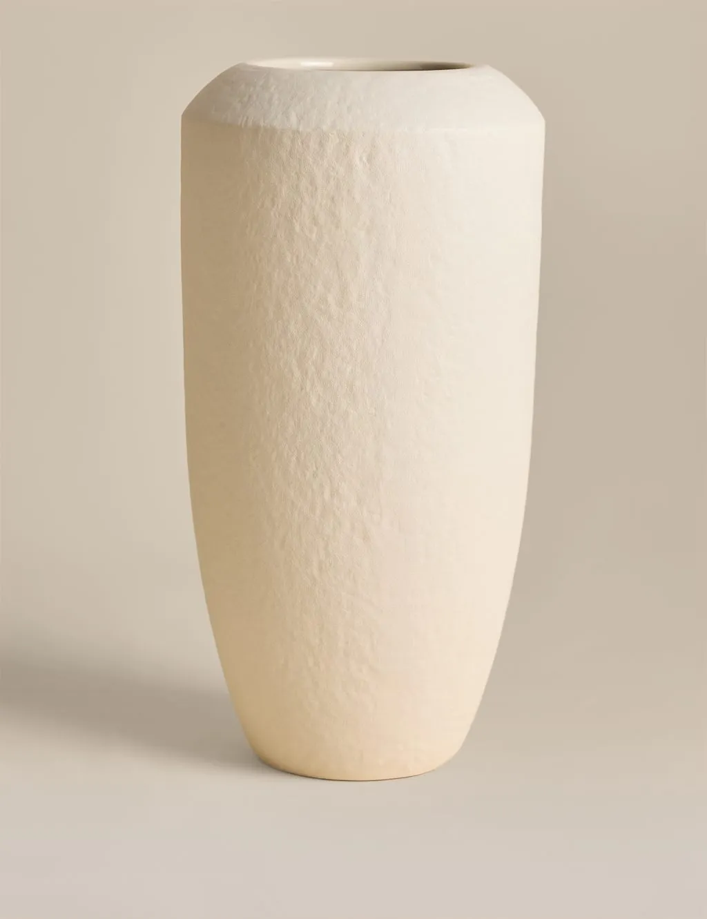 M&S Extra Large Tapered Textured Ceramic Vase Neutral