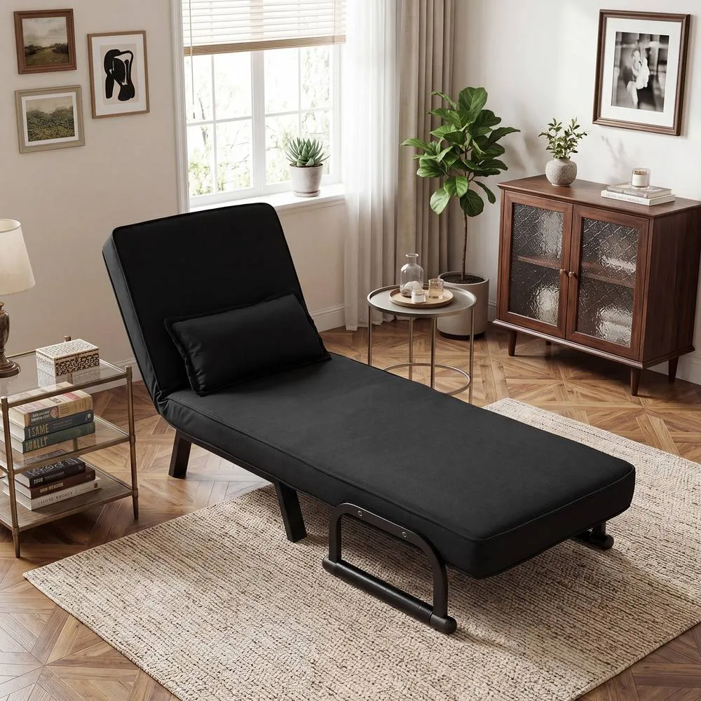 Costway Convertible Sleeper Chair Folding Sofa Bed with Adjustable Backrest in Black 5