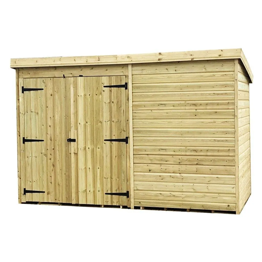 Marlborough 9 x 6 Pressure Treated Pent Garden Shed with Double Doors in Natural 5