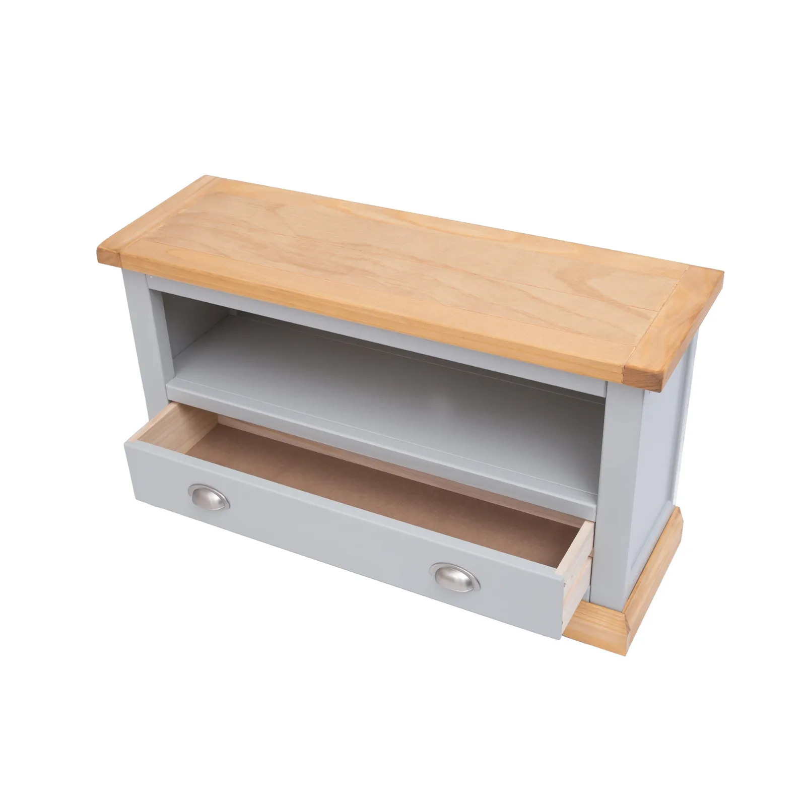Cabinet Bits Bomporto Light Grey 1 Drawer TV Cabinet Chrome Cup Handle 4