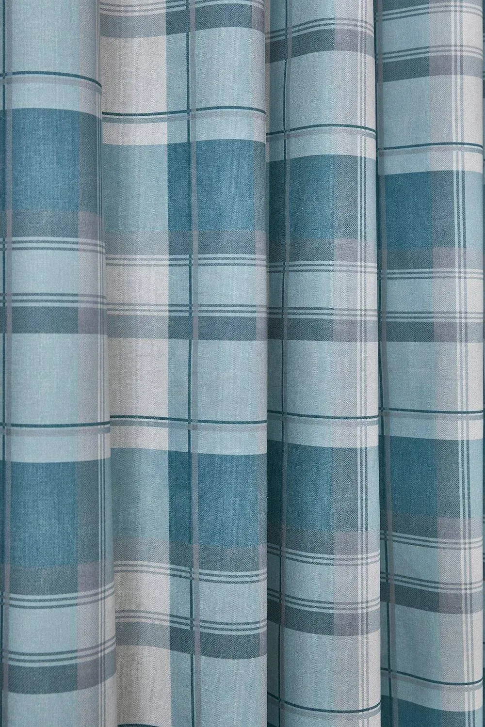 Fusion 'Balmoral Check' Country Checked Pattern Pair of Eyelet Curtains in Duck Egg Blue 3