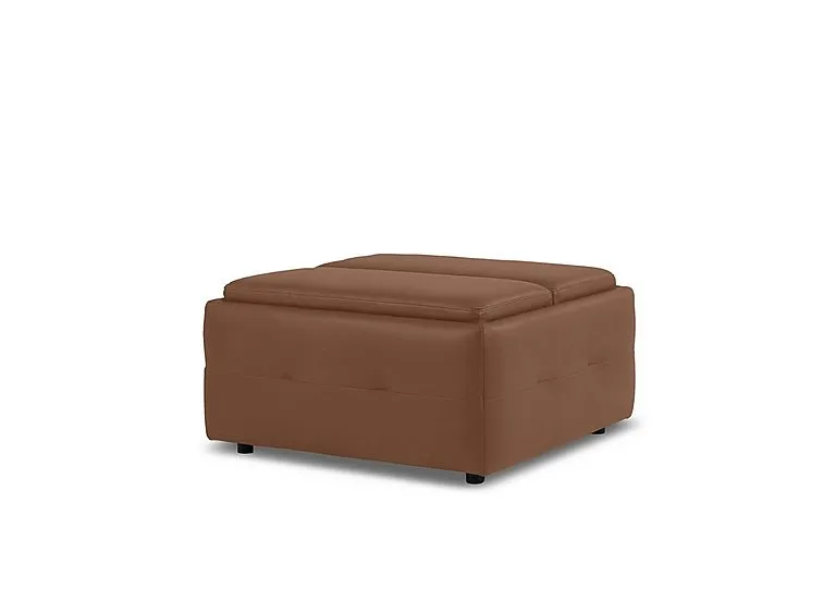 Monarch Leather Tray Storage Footstool - Montana Butterscotch