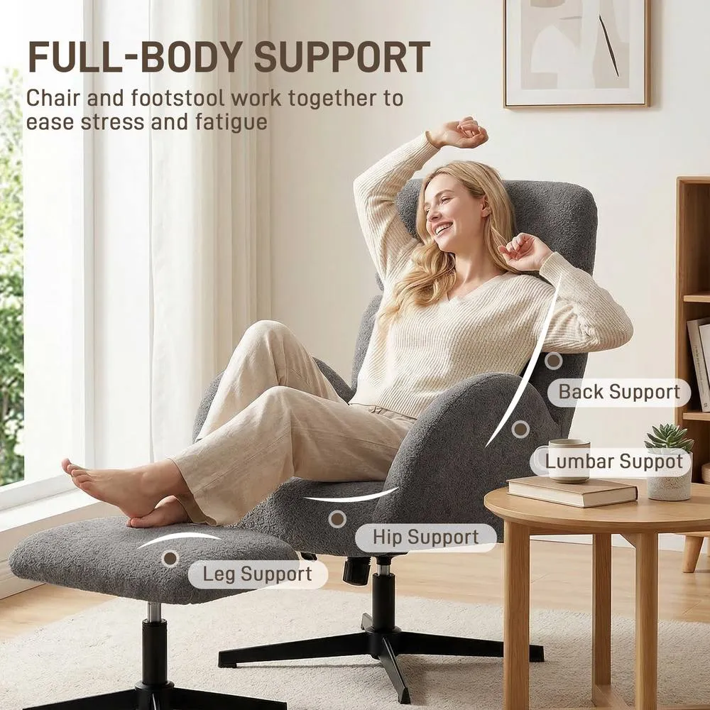 HOMCOM Swivel Armchair with Footstool, Rocking Accent Chair in Grey 4