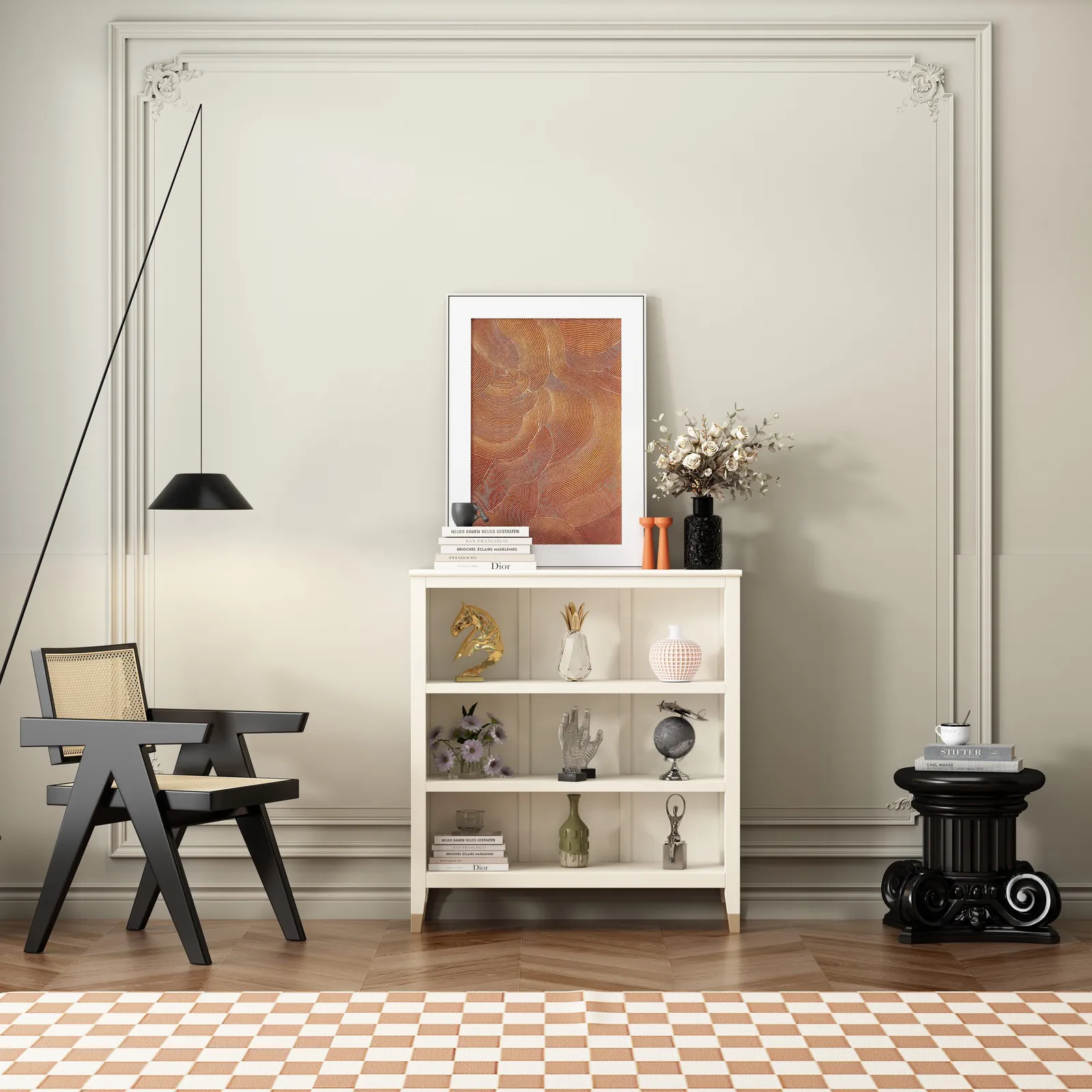 Cabinet Bits Palazzi 3 Tier Bookcase H97 W89 D25cm in Off-White 2