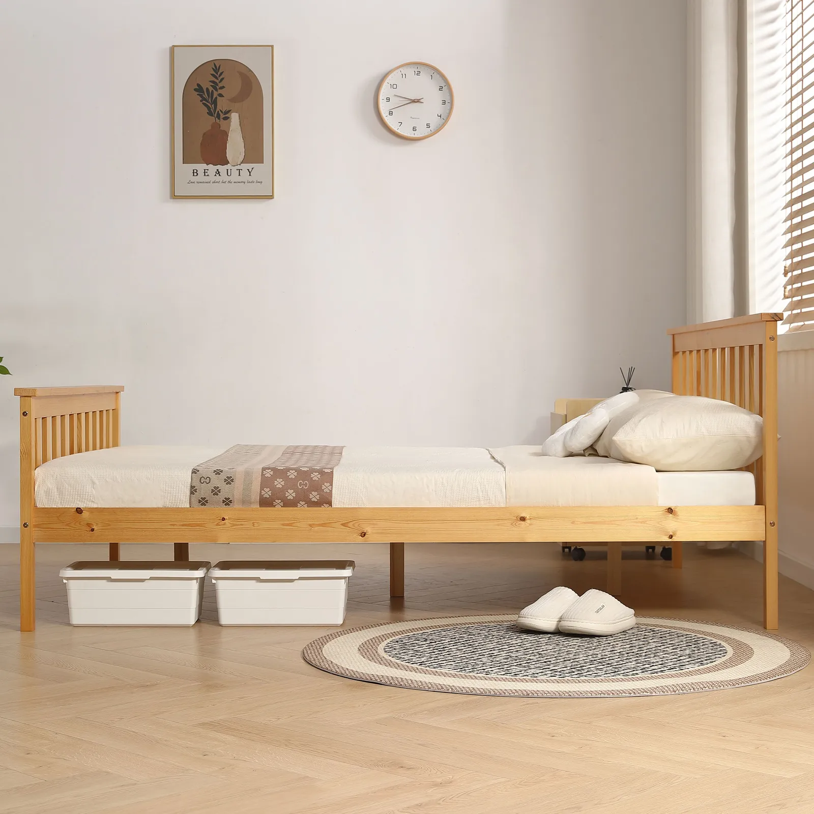 Comfy Living Ltd Modern Wooden Bed Frame in Light Brown 6