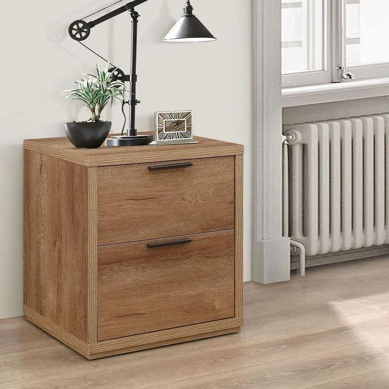 Stockwell - Rustic 3 Drawer Bedside Table - Oak - Wooden - Happy Beds 1