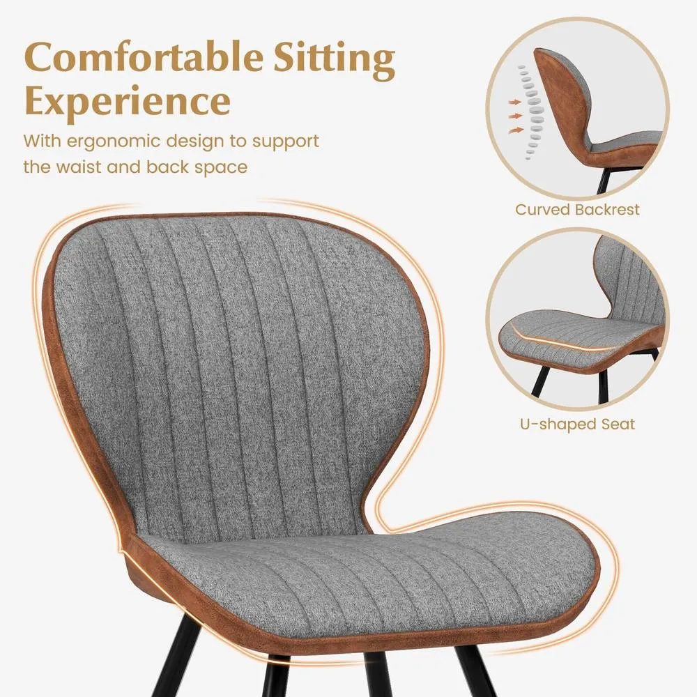 Costway 2Pcs Armless Dining Chair Accent Chairs Upholstered Leisure Chair in Grey 5