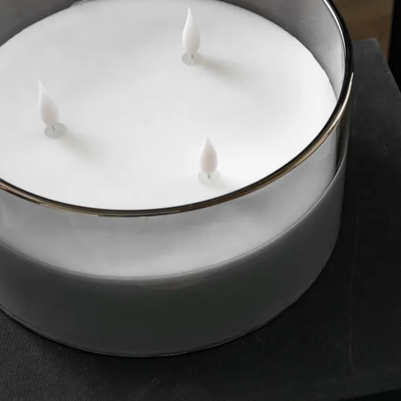 Wide Clear Glass LED Multiwick Candle 5