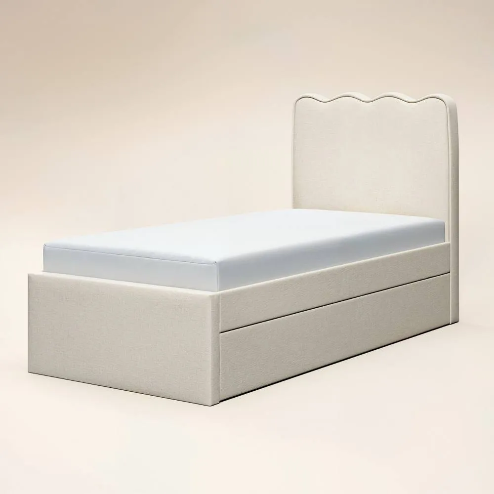 Flair Ellis Single Bed with Trundle Beige Woven Fabric 5