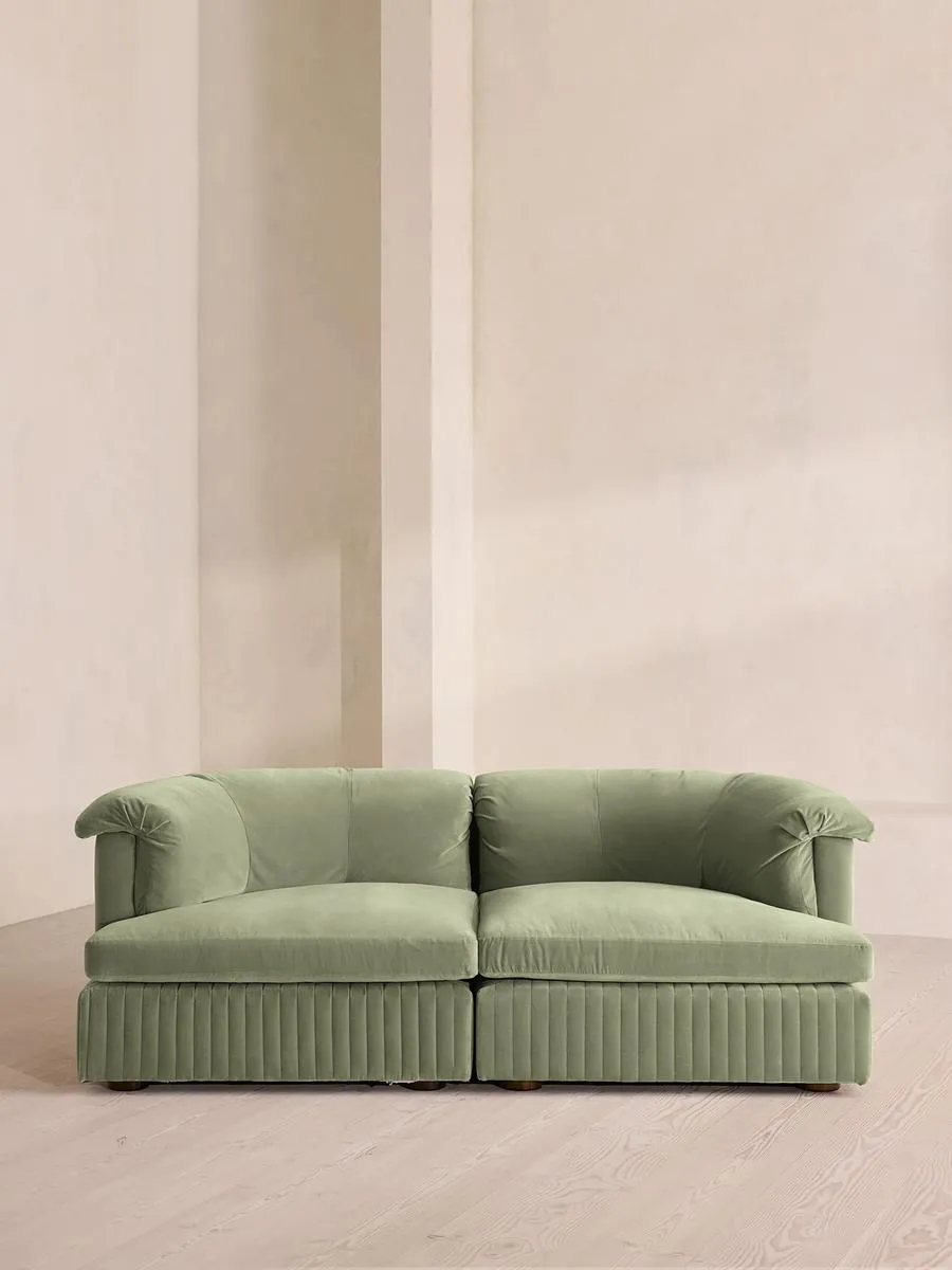 Oona Modular Sofa, Three Seater, Velvet, Seafoam