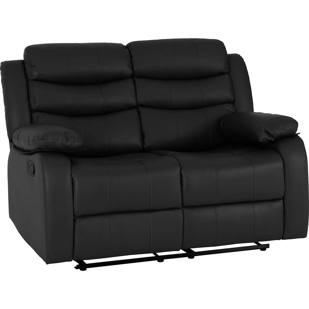 Seconique Roma 2 Seater Recliner Sofa - Black Faux Leather 2