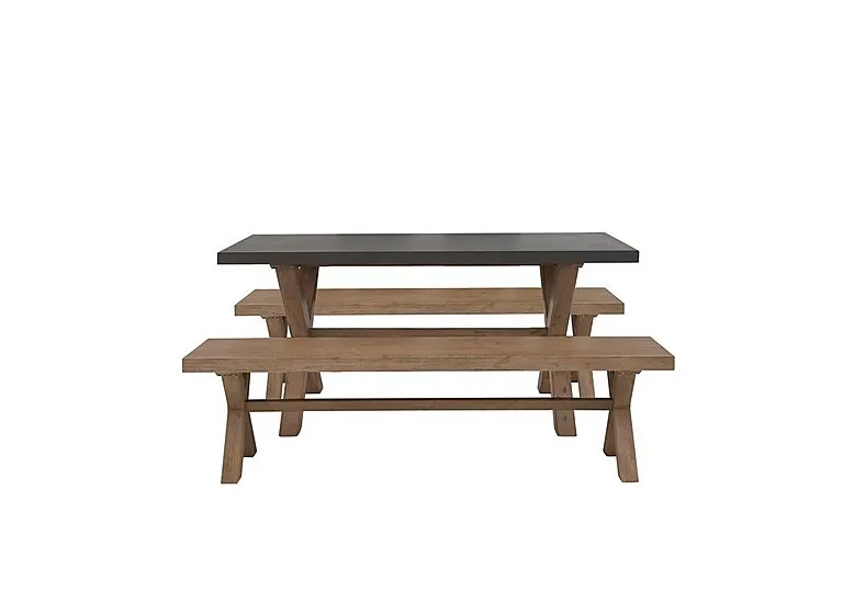 Fusion Small Table and 2 Dining Benches Set