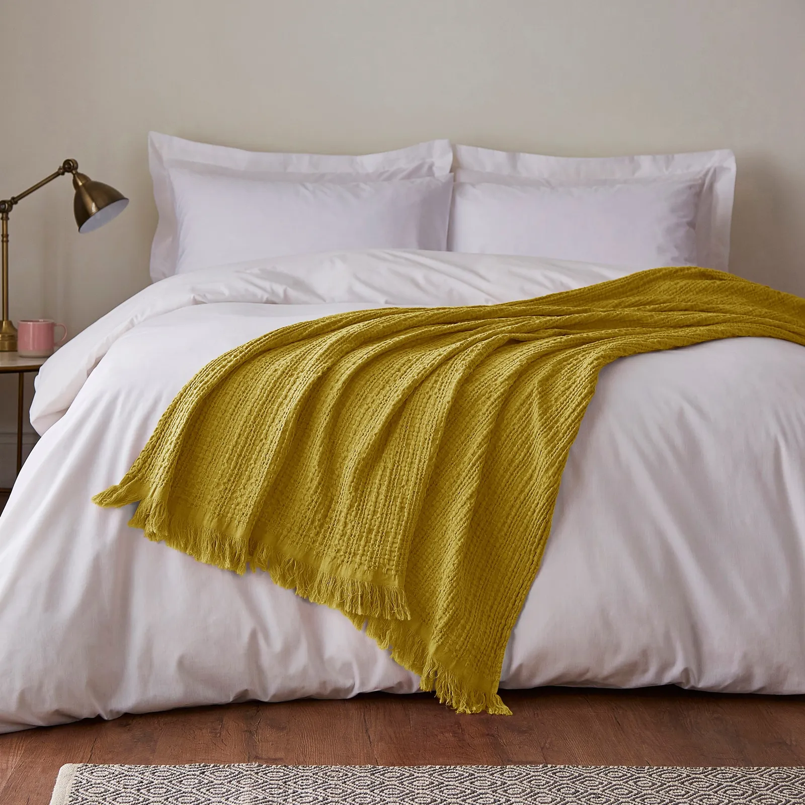 Cotton Waffle Throw Yellow