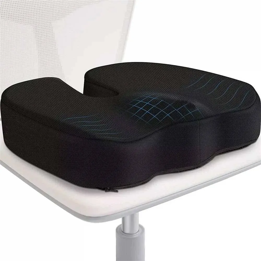 Nordara Memory Foam Coccyx Cushion Seat Pillow Tailbone Hip Washable UK in Black