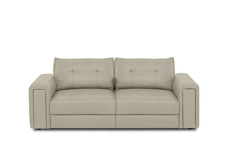 Goliath 3 Seater Leather Sofa - Bone China