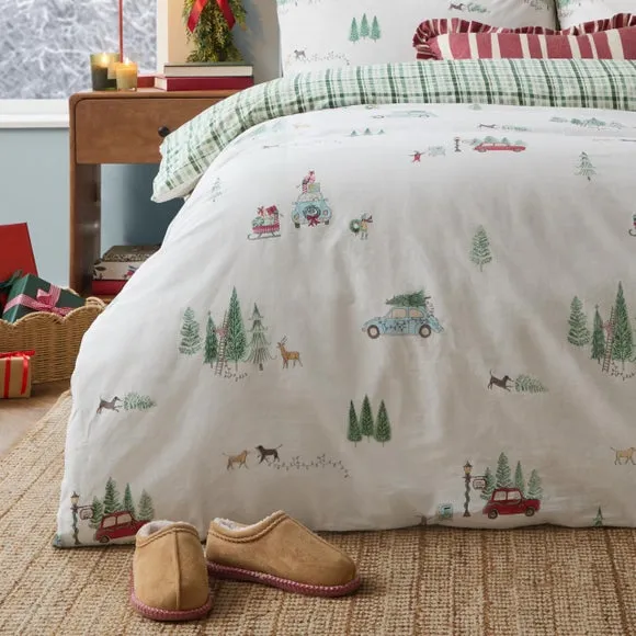 Wylder Christmas Tree Lane 100% Cotton Duvet Cover & Pillowcase Set 4